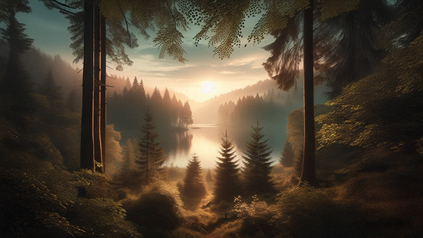 Ein friedlicher Ort in der Natur – weiter Horizont, weiches Licht, heilende Atmosphäre. Eine Einladung zum Krafttanken.