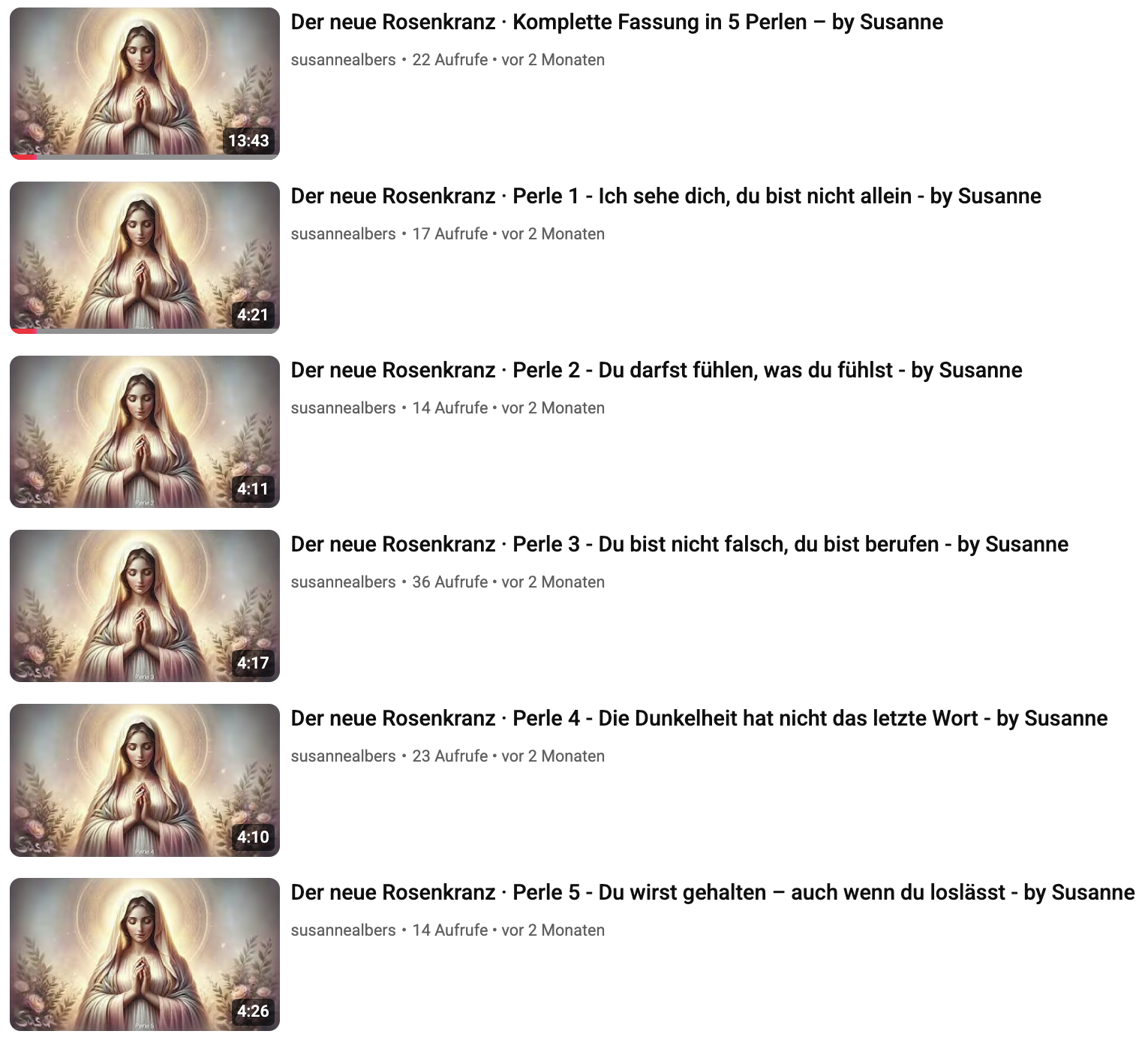 Neuer mystischer Rosenkranz – Playlist (5 Perlen)